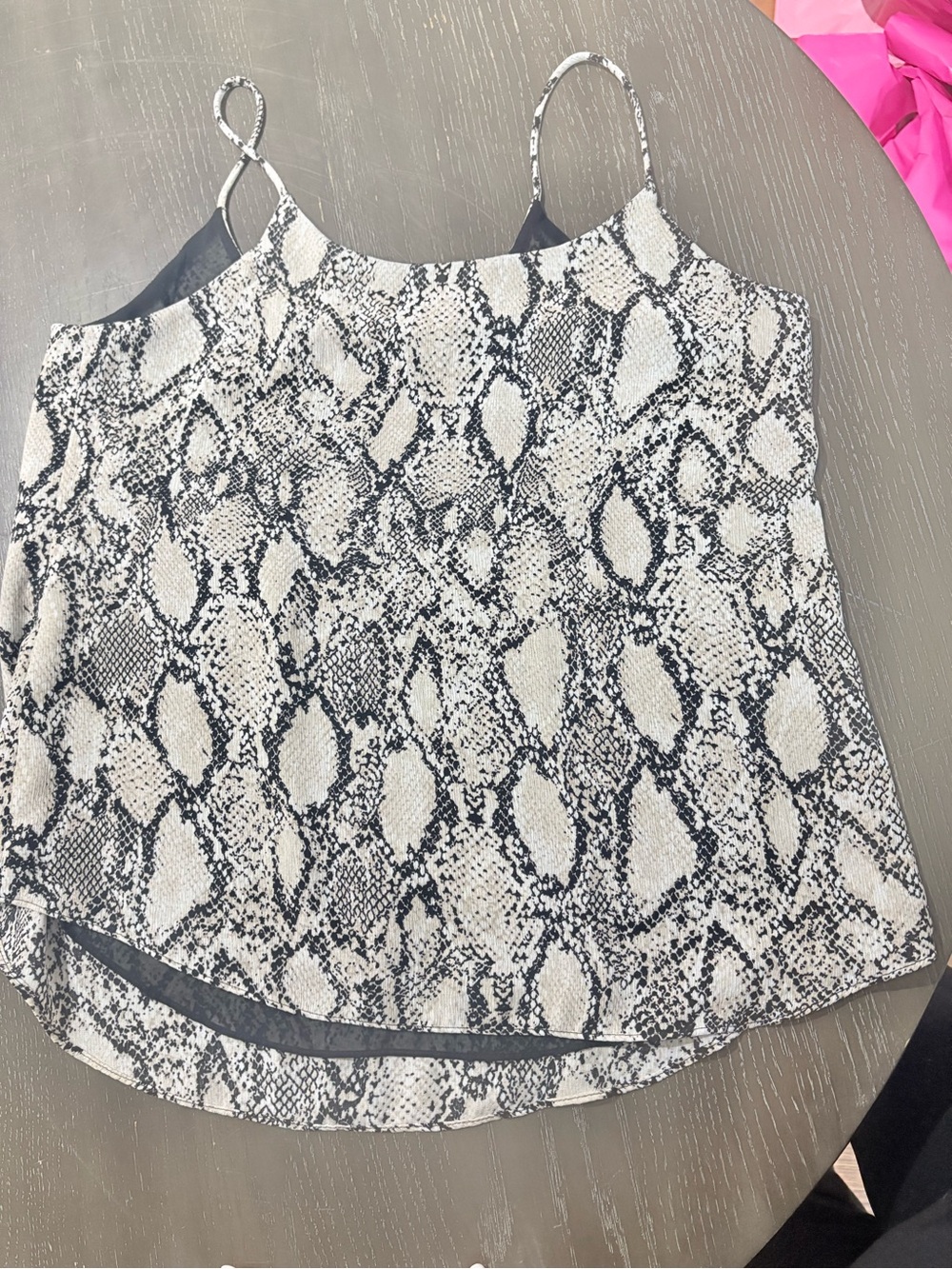 Bar III Black & Cream Snake-Print Cami